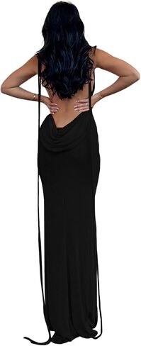 فساتين Volemo Slip Bodycon للنساء بحزام سباغيتي بأربطة بدون ظهر ورقبة البقر ماكسي حورية البحر لحفلات الكوكتيل in Kuwait