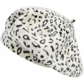 ZLYC Womens Warm French Beret Hat Leopard Print Beret Cap