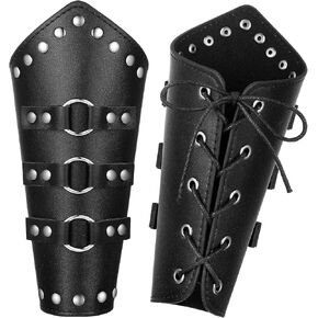 1 Pair Adults Faux Leather Arm Guards Arm Bracers Cosplay Unisex Leather Arm Gauntlet Wristband Medieval Belt for Men Women
