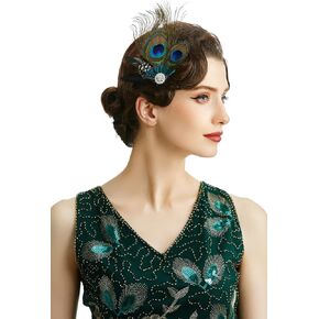 BABEYOND Peacock Feather Hair Clip Peacock Fascinator with Rhinestones Roaring 20s Peacock Flapper Fascinator 1920s Peacock Hair Accessories (Style 2) in Saudi Arabia