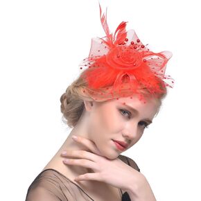 FeiYu Crafts Penny Mesh Hat Fascinator with Mesh Ribbons and Black Feathers in Saudi Arabia