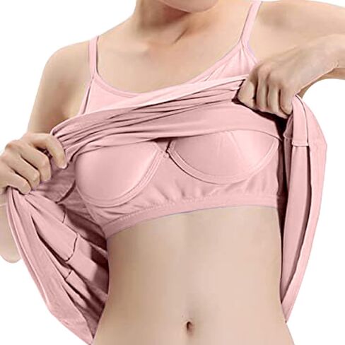 Womens Full Slip Dress Built-in Bra Chemisole Sleepwear Adjustable Spaghetti Strap Nightgown in Kuwait