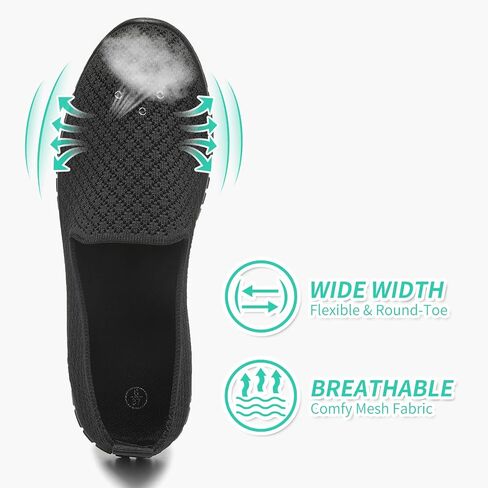 BABUDOG Women's Mesh Flats Shoes Breathable Slip on Shoes Casual Black and White Flats Comfortable Walking Shoes in Saudi Arabia