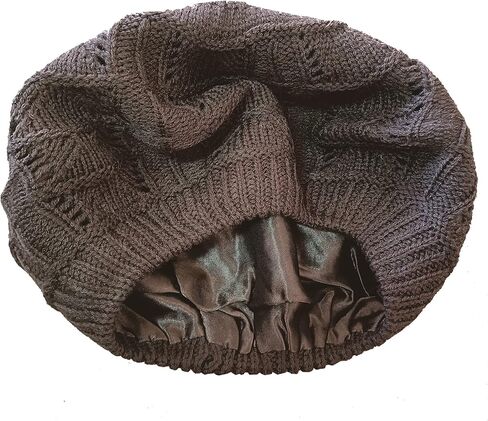 Hysunland Women's Satin Lined Knitted Beret Ladies Winter Autumn Warm and Soft Beanie Hat Solid Color in Kuwait