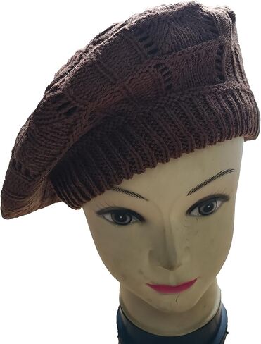 Hysunland Women's Satin Lined Knitted Beret Ladies Winter Autumn Warm and Soft Beanie Hat Solid Color in Kuwait