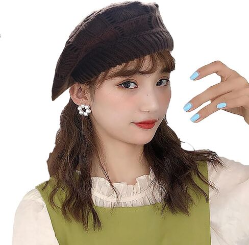 Hysunland Women's Satin Lined Knitted Beret Ladies Winter Autumn Warm and Soft Beanie Hat Solid Color in Kuwait