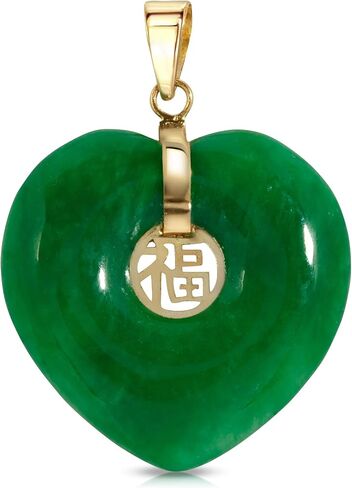 Regalia by Ulti Ramos 14K Yellow Gold Genuine Jade Good Fortune Heart Pendant in Saudi Arabia