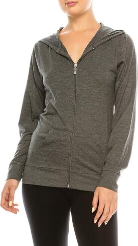 Eevee Women's Full Zip Hoodie - Lightweight Jacket Active Sweater Hooded Sweatshirt Slim Fitting Yoga Activewear in Kuwait