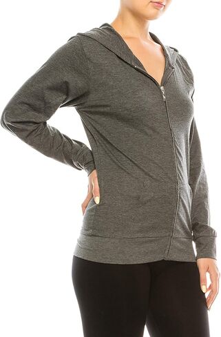 Eevee Women's Full Zip Hoodie - Lightweight Jacket Active Sweater Hooded Sweatshirt Slim Fitting Yoga Activewear in Kuwait