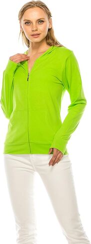 Eevee Women's Full Zip Hoodie - Lightweight Jacket Active Sweater Hooded Sweatshirt Slim Fitting Yoga Activewear in Saudi Arabia