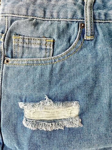 Women's Distressed Denim Jean Shorts. Stylish, Perfect Daily Shorts. Blue in Saudi Arabia