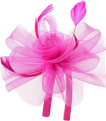 FELIZHOUSE Womens Tea Party Fascinators Hat Feathers Flower Birdcage Veil Wedding Cockatil Headband with Clip in Kuwait