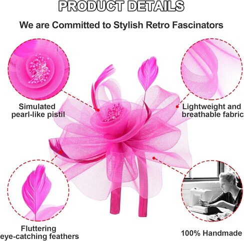 FELIZHOUSE Womens Tea Party Fascinators Hat Feathers Flower Birdcage Veil Wedding Cockatil Headband with Clip in Kuwait