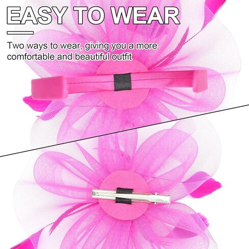 FELIZHOUSE Womens Tea Party Fascinators Hat Feathers Flower Birdcage Veil Wedding Cockatil Headband with Clip in Kuwait