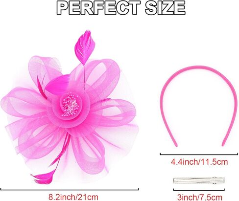 FELIZHOUSE Womens Tea Party Fascinators Hat Feathers Flower Birdcage Veil Wedding Cockatil Headband with Clip in Kuwait