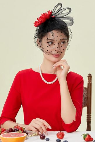 قبعات BABEYOND Fascinator للنساء - قبعات حفلات الشاي Kentucky Fascinators Derby Hat الزفاف كوكتيل زهرة الريش مشبك الشعر in Kuwait