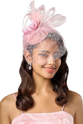 قبعات BABEYOND Fascinator للنساء - قبعات حفلات الشاي Kentucky Fascinators Derby Hat الزفاف كوكتيل زهرة الريش مشبك الشعر in Kuwait