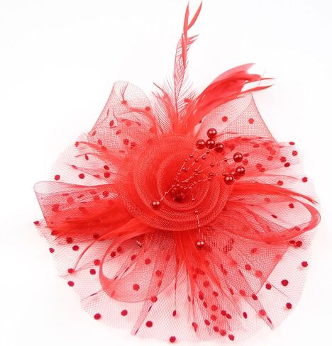 FeiYu Crafts Penny Mesh Hat Fascinator with Mesh Ribbons and Black Feathers in Kuwait