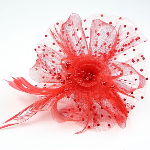 FeiYu Crafts Penny Mesh Hat Fascinator with Mesh Ribbons and Black Feathers in Kuwait