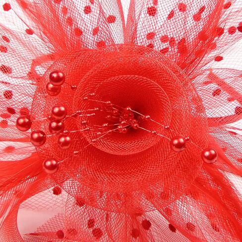 FeiYu Crafts Penny Mesh Hat Fascinator with Mesh Ribbons and Black Feathers in Kuwait