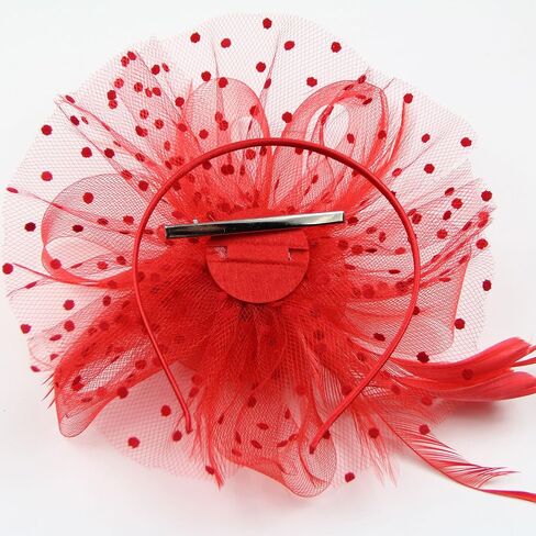 FeiYu Crafts Penny Mesh Hat Fascinator with Mesh Ribbons and Black Feathers in Kuwait