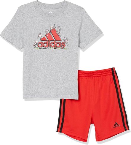 adidas Baby Boys Short Sleeve Cotton Graphic Tee & Short Set in Saudi Arabia