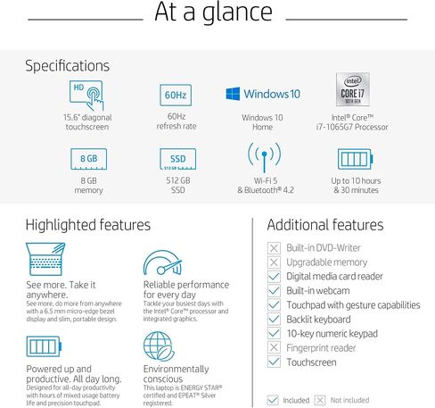 2020 HP Laptop 15.6" HD Touchscreen Intel Core i7-1065G7 8GB DDR4 SDRAM 512GB SSD Intel Iris Plus Graphics Windows 10 in Saudi Arabia