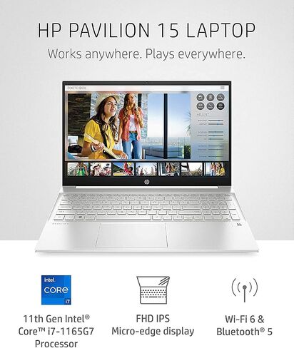 2022 HP Pavilion Laptop - 15.6" FHD (1920 x 1080) IPS - 11th Intel i7-1165G7 - Iris Xe Graphics - 32GB DDR4 - 1TB NVMe SSD - HDMI - USB-C - WiFi 6 - Bluetooth 5 - Windows 11 Pro w/ 32GB USB in Saudi Arabia