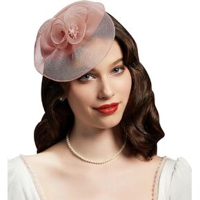 Cizoe Fascinators Hats for Women Pillbox Hat 20s 30s 50s Vintage Feather Headwear Bowler Flower Veil Wedding Tea Party Hat