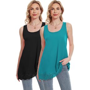 TAIPOVE Camisole Tops for Women Layering Long Tank Tops Cotton Sleeveless Cami Undershirt with Lace Trimmed in Saudi Arabia