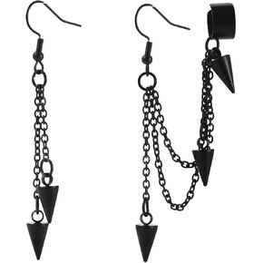Retro Long And Short Rivet Earrings Ear Clips Fashion Goth Punk Tassel Earrings in Saudi Arabia