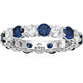 Amazon Collection Women's Platinum Plated Sterling Silver Clear Infinite Elements Cubic Zirconia And Created Sapphire Eternity Band Ring in Saudi Arabia