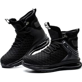 SYLPHID Men Steel Toe Sneakers Women Safety Shoes High top Work Shoe with Air Cushion Lightweight Breathable Puncture Proof