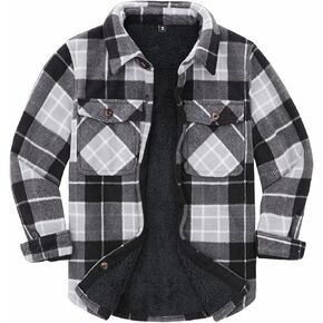 ThCreasa Boys Warm Sherpa Lined Buffalo Plaid Fleece Button Down Shirt Jacket in Saudi Arabia