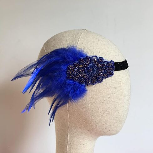 Song Qing 1920s Rhinestone Flapper Feather Headpiece Roaring 20s Great Gatsby Fascinators Accessories for Women in Kuwait