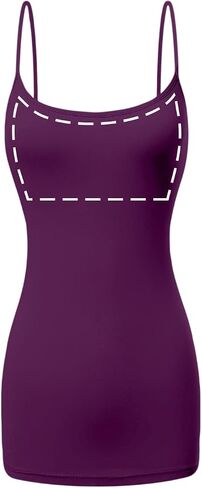 Long Cotton Camisole Top with Built in Bra in Kuwait