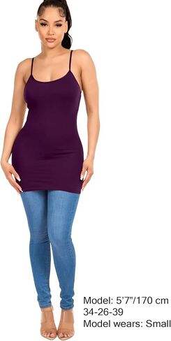 Long Cotton Camisole Top with Built in Bra in Kuwait