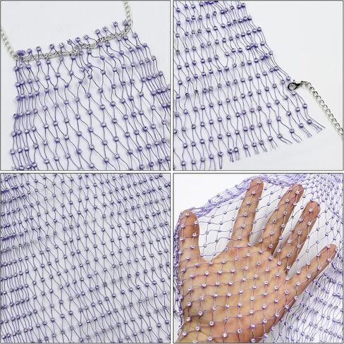 Women Sexy Glitter Rhinestone Halter Tank Top Shiny Fishnet Mesh Crop Top Rave Outfit See Through Cami in Kuwait