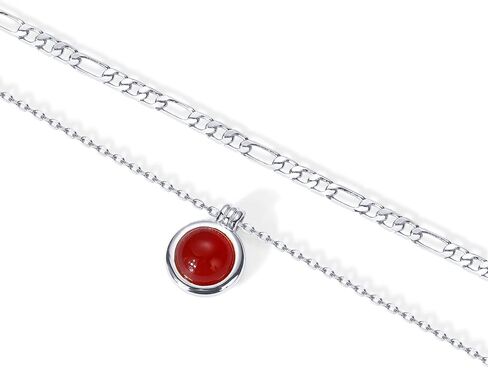 PAVOI 14K Gold Plated Layered Necklaces for Women | Gemstone Pendant Figaro Chain Necklace | Carnelian, Green Aventurine, Malachite Layering Necklace in Kuwait
