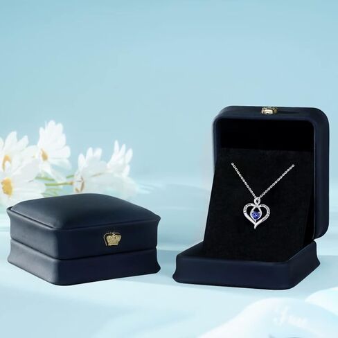 Ursilver Love Heart Necklace Gifts for Women - S925 Sterling Silver Birthstone Necklace I Love You Always and Forever Valentines Day Mothers Days Gifts Jewelry Gifts for Women Mother Mom Wife Girlfriend in Saudi Arabia