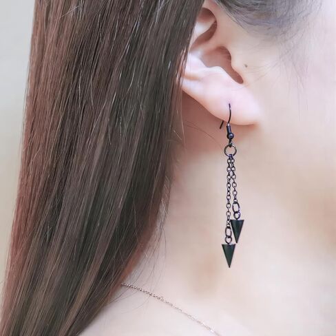 Retro Long And Short Rivet Earrings Ear Clips Fashion Goth Punk Tassel Earrings in Kuwait