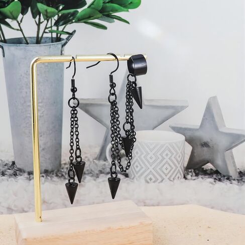 Retro Long And Short Rivet Earrings Ear Clips Fashion Goth Punk Tassel Earrings in Kuwait