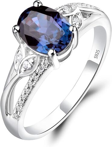 LUO 925 Sterling Silver Oval Shaped 8X6 MM Gemstone Ring Leaf Engagement Ring for Women in Kuwait