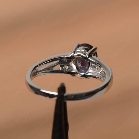 LUO 925 Sterling Silver Oval Shaped 8X6 MM Gemstone Ring Leaf Engagement Ring for Women in Kuwait
