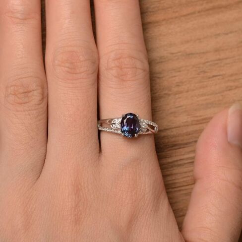 LUO 925 Sterling Silver Oval Shaped 8X6 MM Gemstone Ring Leaf Engagement Ring for Women in Kuwait