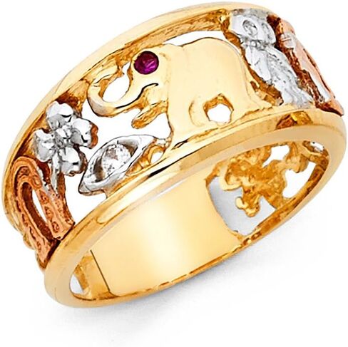 Sonia Jewels 14k Yellow White and Rose Three Color Gold Lucky Yellow Gold Ring in Saudi Arabia