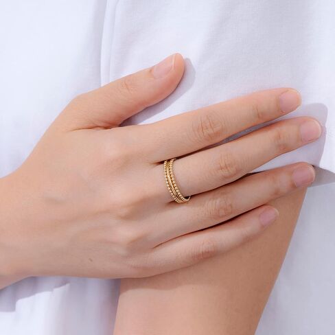 Amazon Essentials 14K Gold or Rhodium Plated Sterling Silver Stacking Ring Set of 3 in Saudi Arabia
