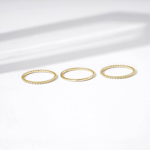 Amazon Essentials 14K Gold or Rhodium Plated Sterling Silver Stacking Ring Set of 3 in Saudi Arabia