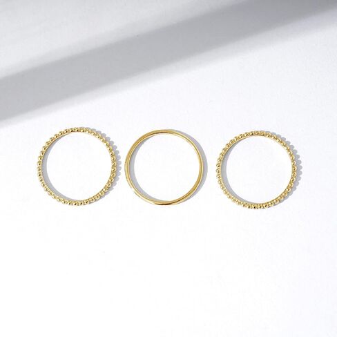 Amazon Essentials 14K Gold or Rhodium Plated Sterling Silver Stacking Ring Set of 3 in Saudi Arabia