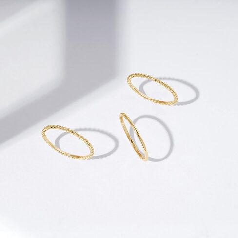 Amazon Essentials 14K Gold or Rhodium Plated Sterling Silver Stacking Ring Set of 3 in Saudi Arabia